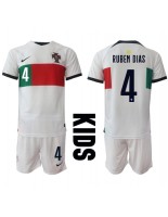 Portugalsko Ruben Dias #4 Venkovní dres pro děti MS 2022 Krátký Rukáv (+ trenýrky)